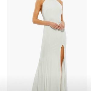 Mac Duggal White Evening Gown with High Slit